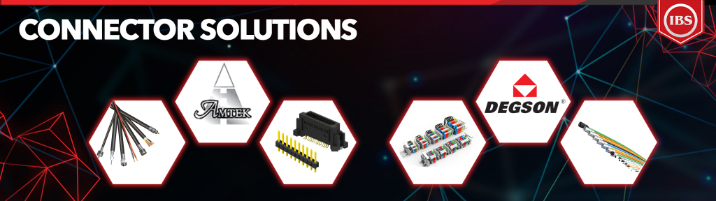 Connector Solutions banner featuring Amtek and Degson products.